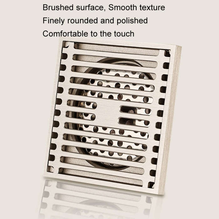 All Copper Brushed Anti-Odor Floor Drain Gravity Copper Core Bathroom Floor Drain, Specification:...