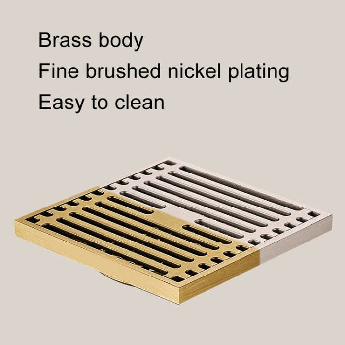 All Copper Brushed Anti-Odor Floor Drain Gravity Copper Core Bathroom Floor Drain, Specification:...