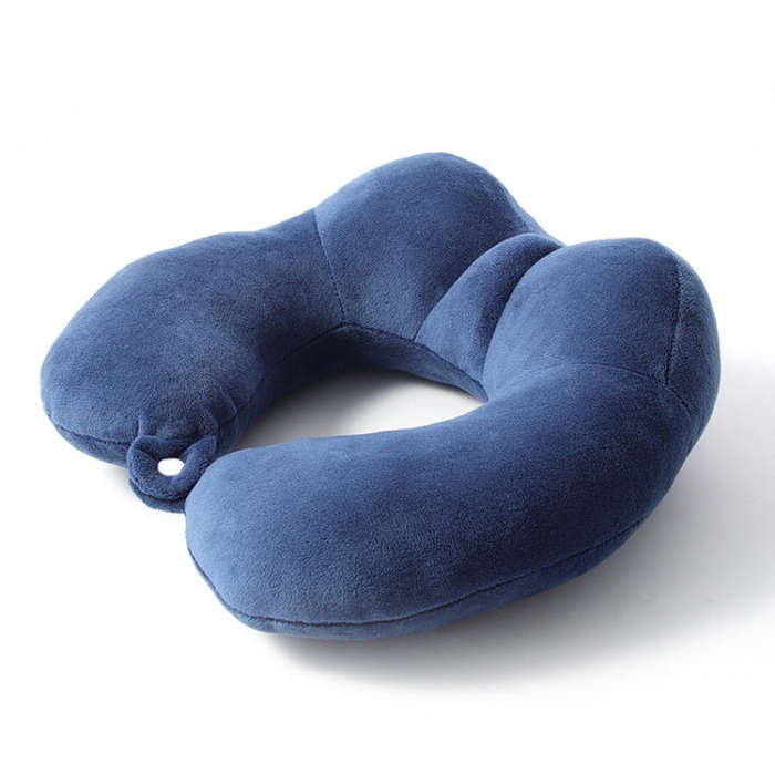 Portable Nap Neck Care Pillow Multifunctional Airplane Travel U-Shaped Pillow, Style: Navy Blue P...