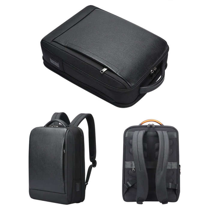 Bopai AL-61-122631B Large Capacity Cowhide Laptop Backpack With USB+Type-C Port(High-end Version)
