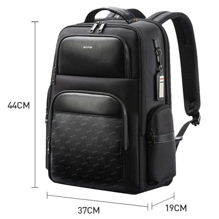 Bopai 61-91911 Large Capacity Business Waterproof Laptop Backpack With USB+Type-C Port(Black)