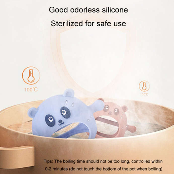 Baby Hand Protector Silicone Gloves Teether Anti Hand Eating Teething Toys(Khaki)