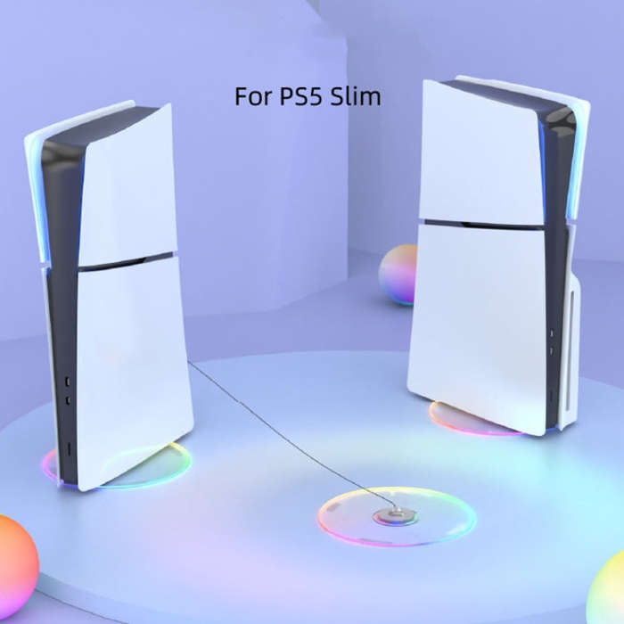 For PS5 Slim iplay HBP-575 Simple Storage Base Light Version RGB Colorful Vertical Storage Bracke...
