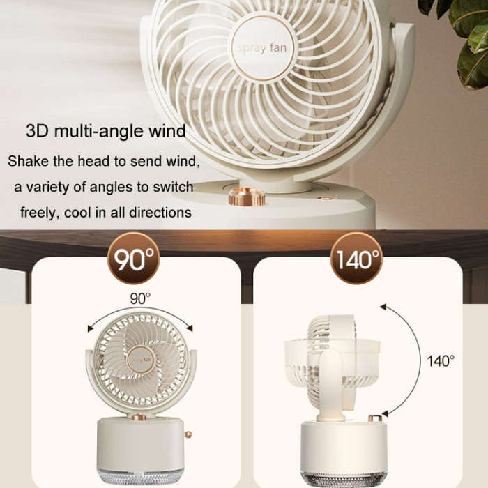 USB Charging Cooler Air Conditioning Fan Desktop Cooling Fan Swing Humidifier(Beige)