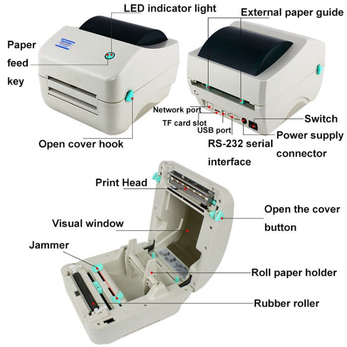 Xprinter XP-450B USB Port Supermarket Cashier Barcode Thermal Printer(UK Plug)