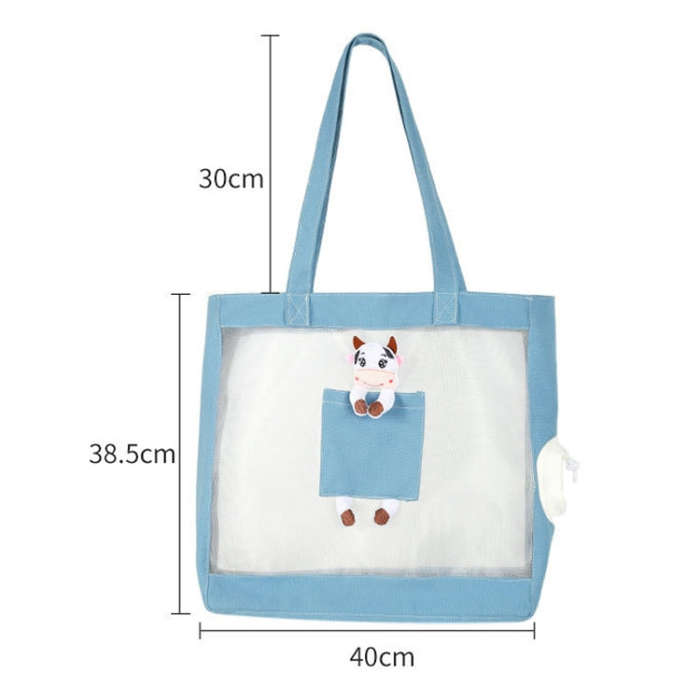 Handheld Large Capacity Breathable Exposed Canvas Cat Bag Outdoor Portable Pet Bag(Green)