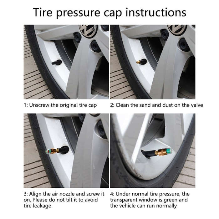 2.4BAR Vehicle Tire Pressure Monitoring Warning Cap, : Brass Core
