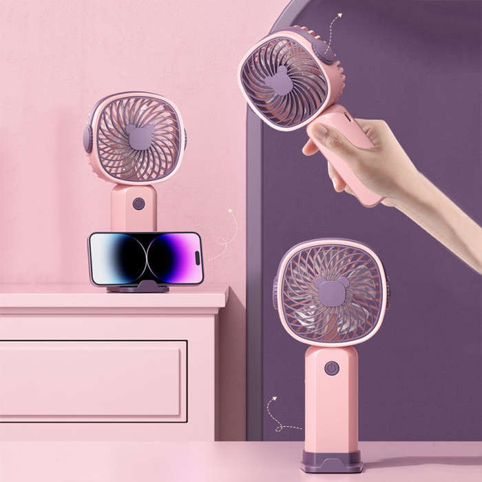 Handheld Portable Mini Multifunctional Fan With Phone Holder Function, Color: Yellow Green with B...