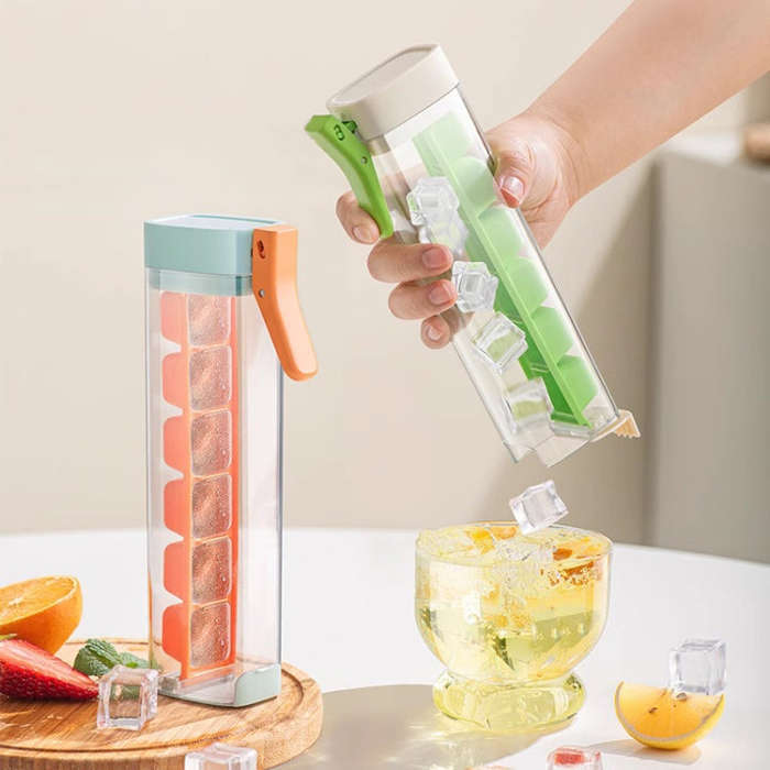 Press Type Home DIY Ice Cube Mold Ice Maker Ice Storage Box(Pearl White)