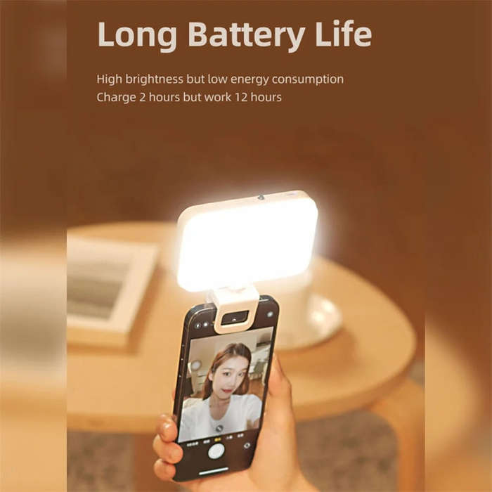 66 LEDs Selfie Fill Light Rechargeable 3 Modes Clip-on Pocket Light For Phone, Laptop, Tablet Mee...