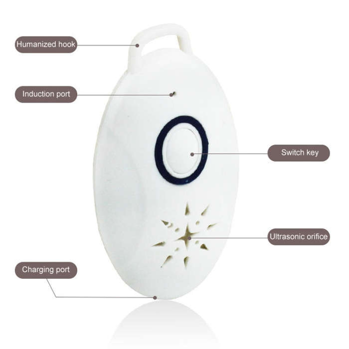 Mini USB Rechargeable Fly Repeller Outdoor Portable Mobile Mosquito Repellent Device(White)