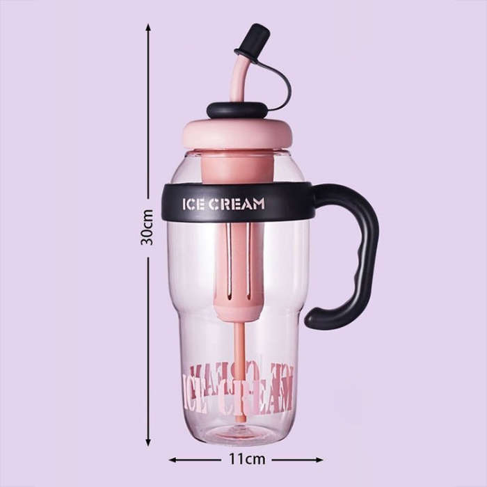 1200ml Large Capacity Lucky Belly Cup Handheld Portable Straw Cup with Tea Drain(Bud Green)