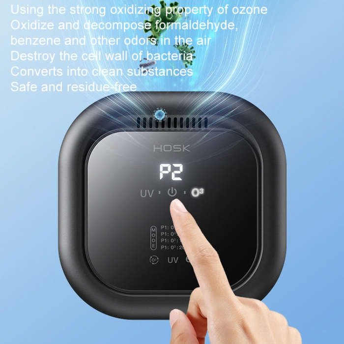 HOSK XT-01 UV Pet Air Purifier Household Deodorant Ozone Generator, Size: Charging(Black)