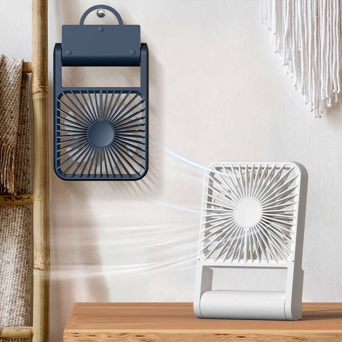 HX-123 USB Charging Wall-mounted Desktop Folding Thin and Light Small Fan(White)