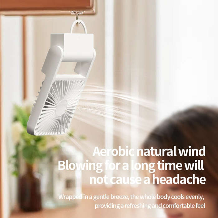 HX-123 USB Charging Wall-mounted Desktop Folding Thin and Light Small Fan(White)