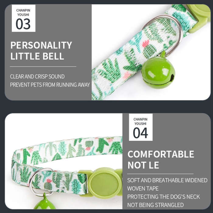 For AirTag Pet Collar Holder Print Design Case with Bell and Safety Buckle, Style: Blue Forest