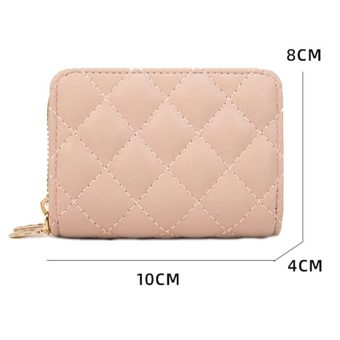 Large Capacity Double Layer Zipper Wallet Multi-card Slot Rhombus Card Holder(Green)