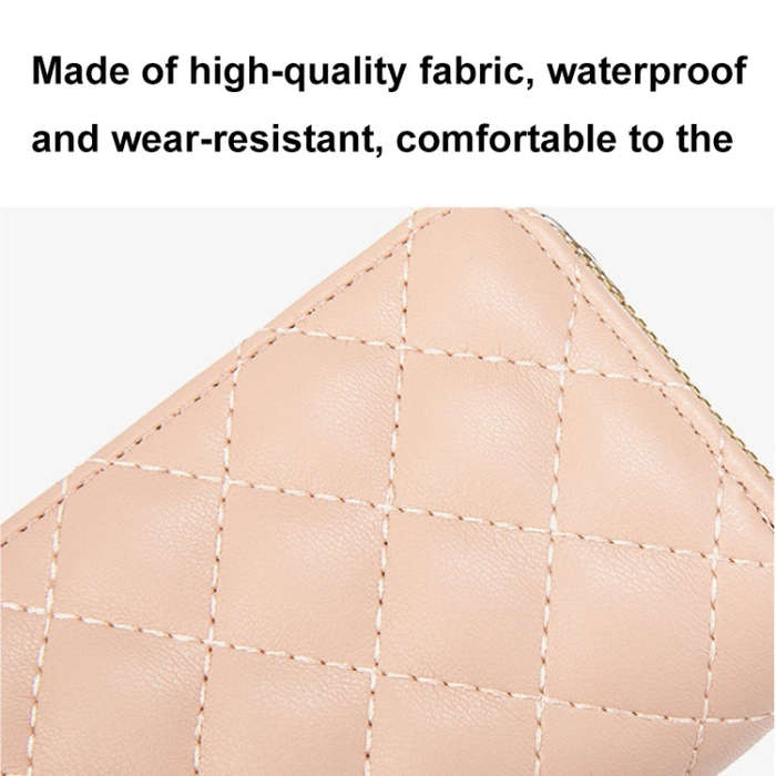 Large Capacity Double Layer Zipper Wallet Multi-card Slot Rhombus Card Holder(Coffee)