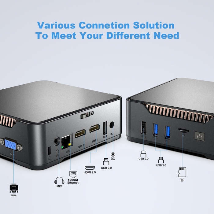 GK3Plus N100 8G+128G US Plug 12th Intel Alderlake Dual HDMI+VGA Triple Display 4K HD Pocket Mini PC