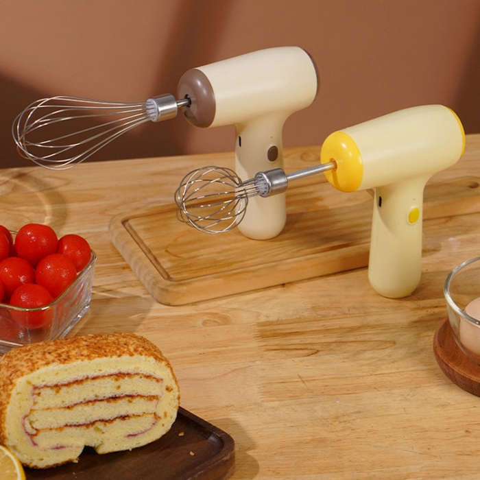 Wireless Mini Handheld Multi-Function Electric Stirring Mixer, Color: Single Stick Beige(5 Gear)