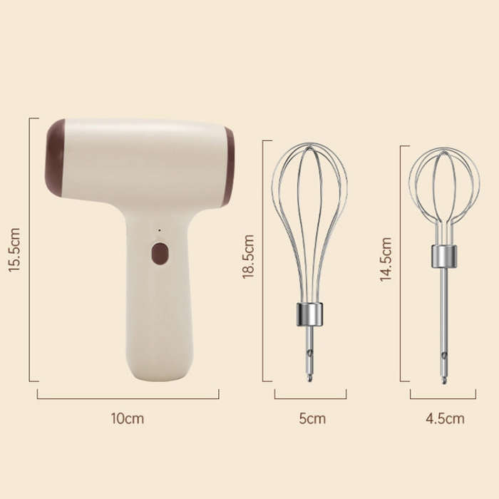 Wireless Mini Handheld Multi-Function Electric Stirring Mixer, Color: Double Stick Beige(5 Gear)