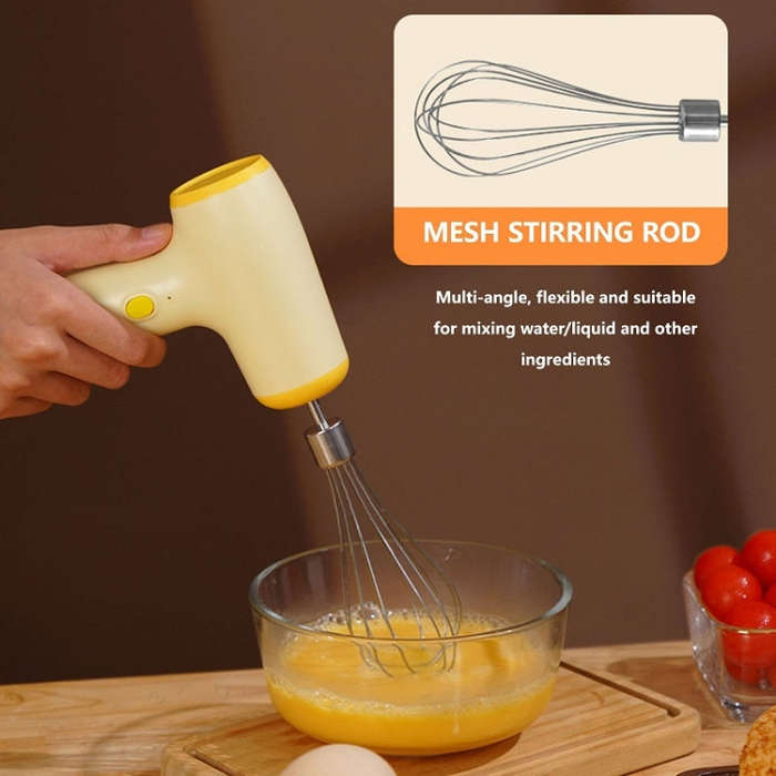 Wireless Mini Handheld Multi-Function Electric Stirring Mixer, Color: Double Stick Beige(5 Gear)