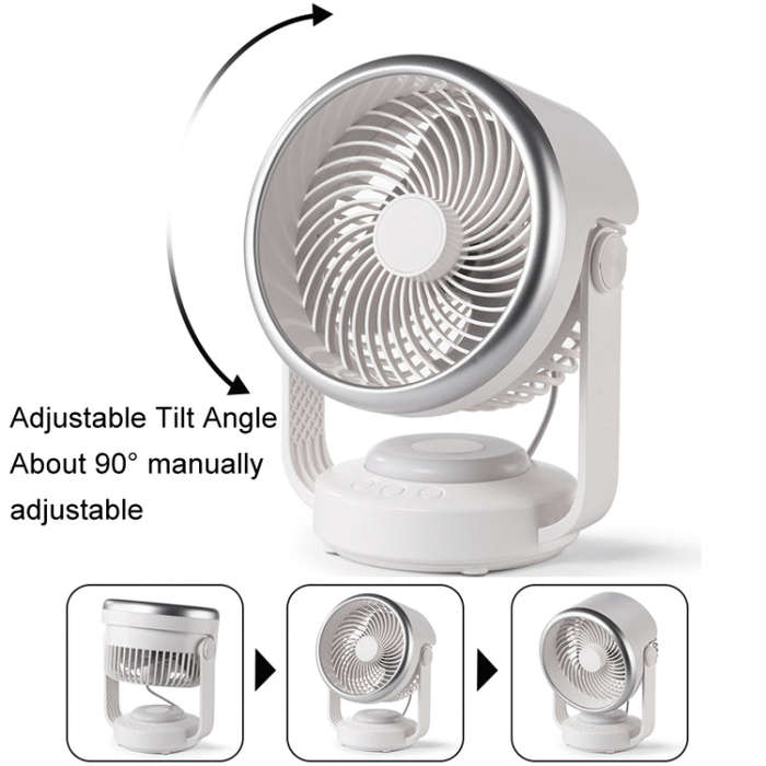 Air Circulation Fan Automatic Oscillating Head Desktop Fan With LED Light(White)