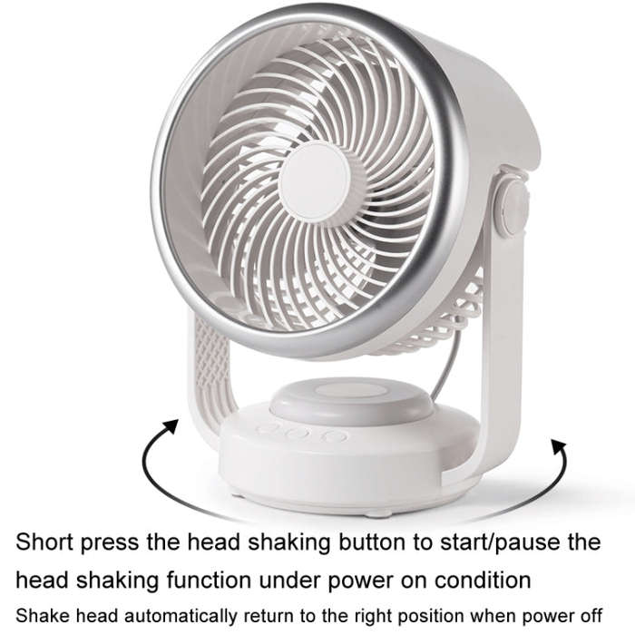 Air Circulation Fan Automatic Oscillating Head Desktop Fan With LED Light(White)