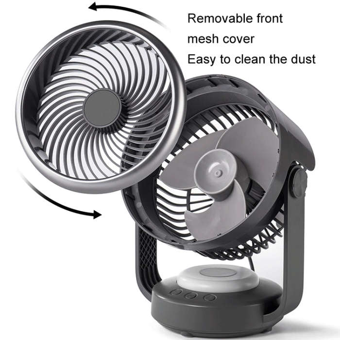 Air Circulation Fan Automatic Oscillating Head Desktop Fan With LED Light(White)
