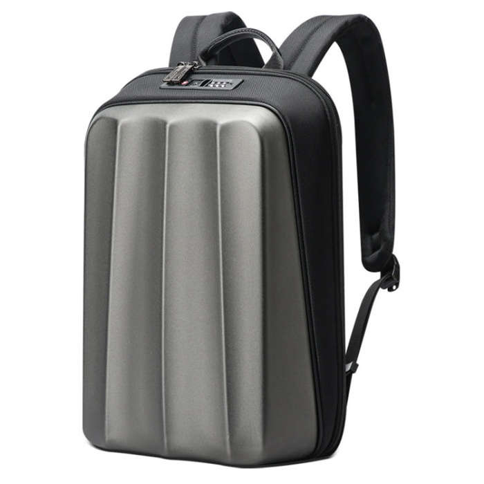 Bopai 61-122579 Large Capacity Hard Shell Password Lock Waterproof Business Laptop Backpack(Grey)