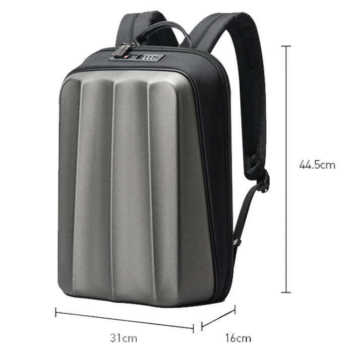 Bopai 61-122579 Large Capacity Hard Shell Password Lock Waterproof Business Laptop Backpack(Grey)