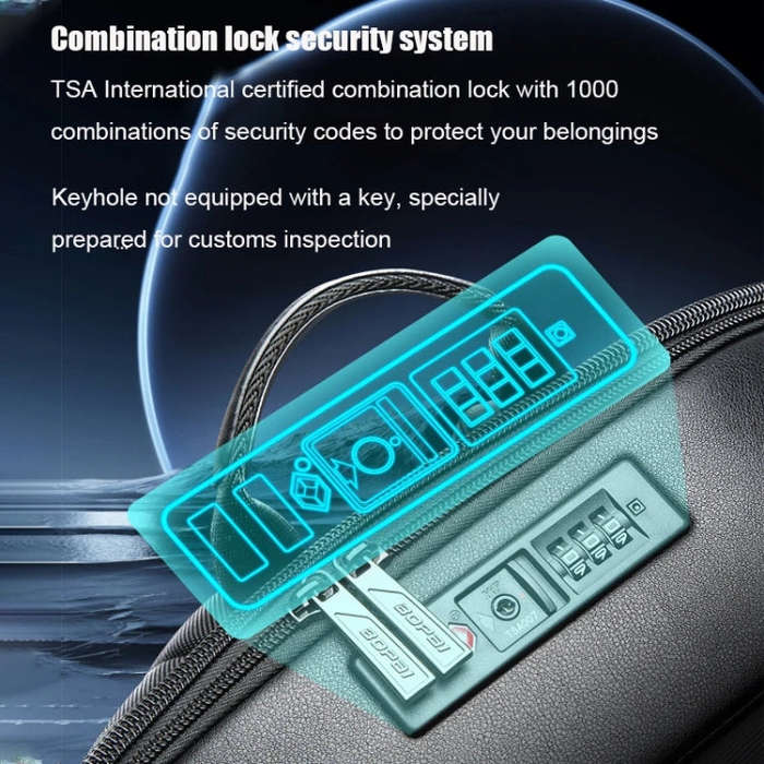 Bopai 61-122579 Large Capacity Hard Shell Password Lock Waterproof Business Laptop Backpack(Grey)