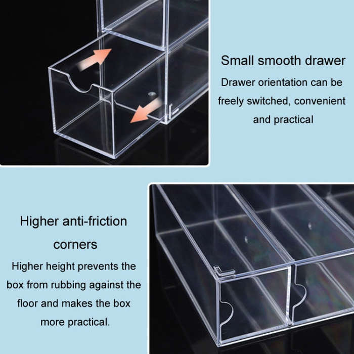 4-Layer Acrylic Stackable Desktop Eyeglasses Display Case Dustproof Drawer Storage Box(Transparency)