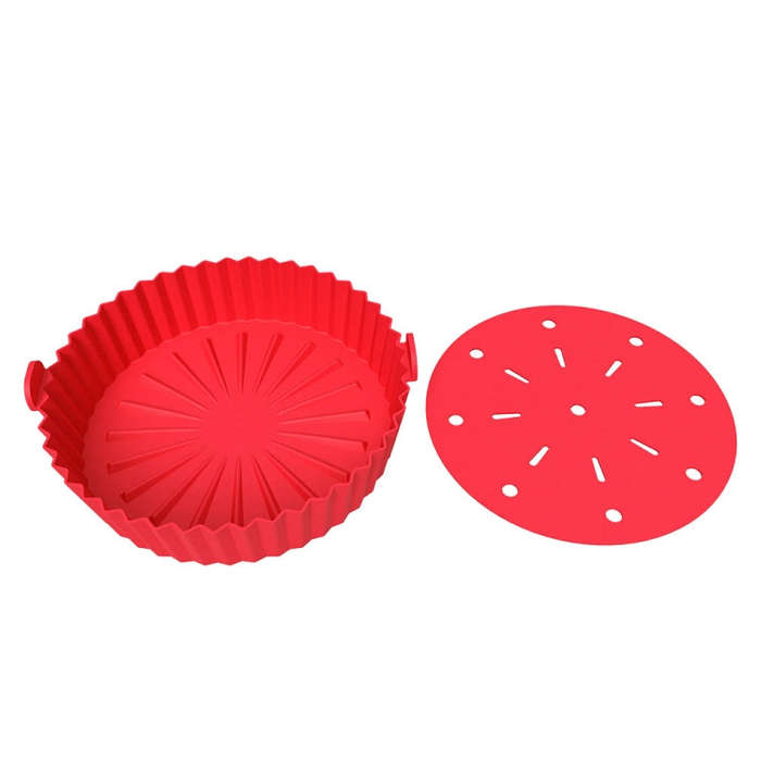 Double-layer Large Size for 8.5-10 inch Air Fryer Silicone Insulated Liner Baking Pan Thickened C...