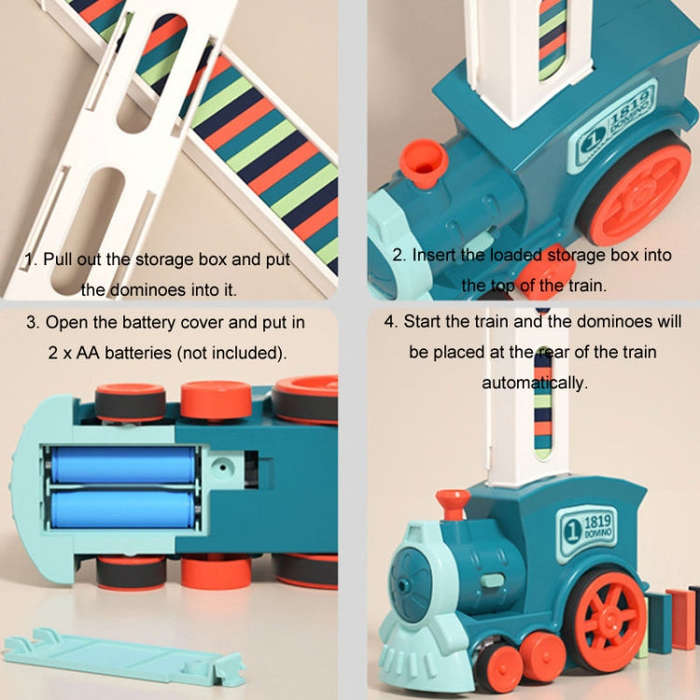 Children Dominoes Toy Train Electrical Music Light Train Automatic Casting Tokens Toy(Pink)