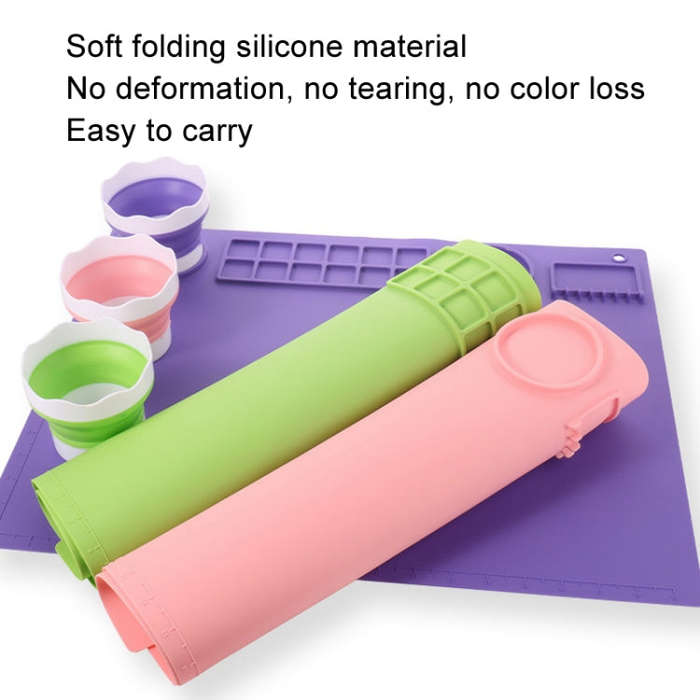 50x40cm Silicone Double Bowl Painting Pad Graffiti Oil Painting Mat Erasable and Washable Silicon...
