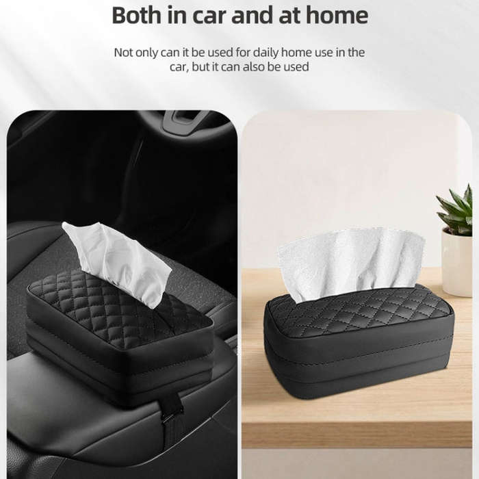 Car Sun Visor Armrest Box Back Hanging Tissue Box(Beige)