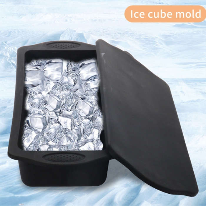 Silicone Ice Lattice Molds Ice Storage Box With Lid, Specification: With Lid 1.5L (Blue)