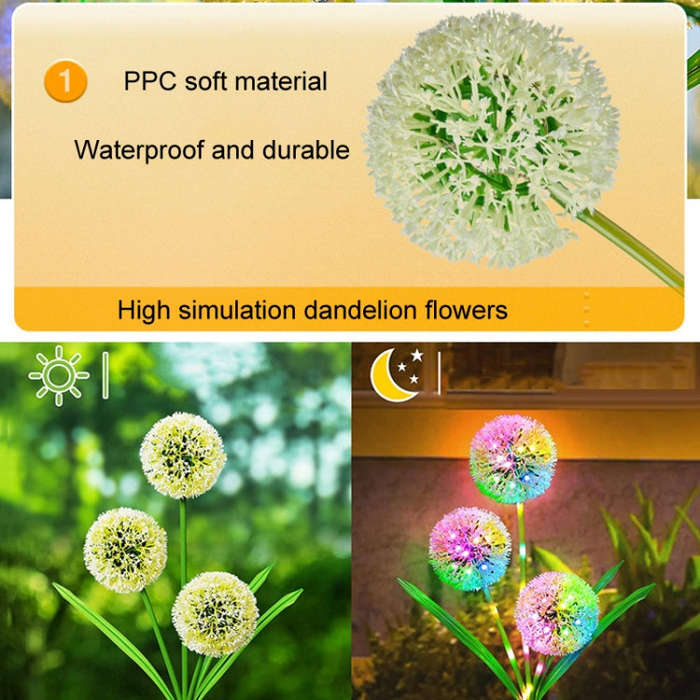 Dandelion Lawn Ground Plug Light Decoration Outdoor Solar LED Garden Lights, Model: 3 Head