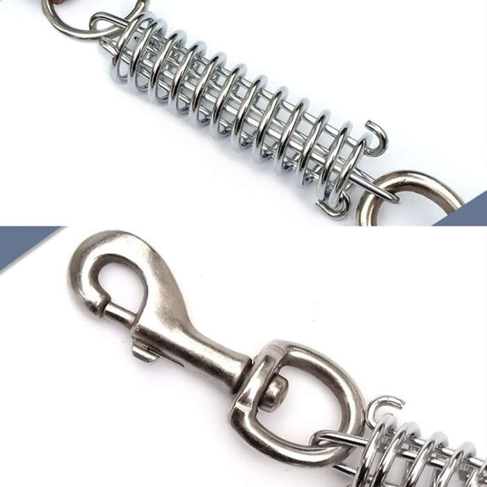 Leather Dog Leash Pet Tow Rope Chain, Style: With Spring(Coffee)
