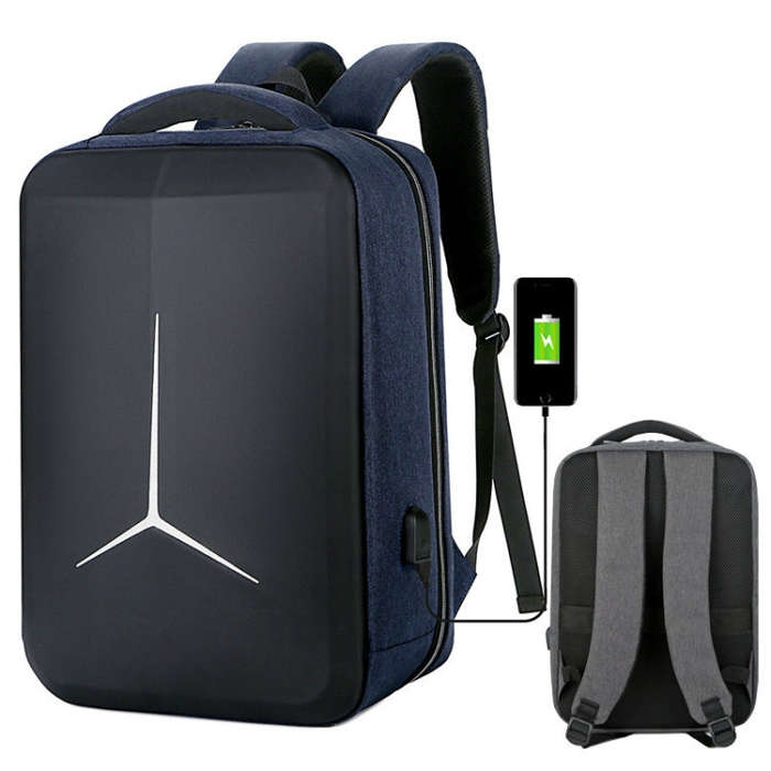 15 inch Large-Capacity Waterproof Business Commuter Laptop Backpack with USB Port(Simplified Blue)