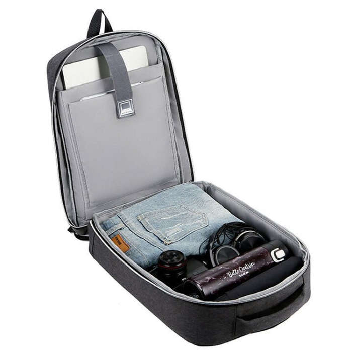 15 inch Large-Capacity Waterproof Business Commuter Laptop Backpack with USB Port(Simplified Blue)