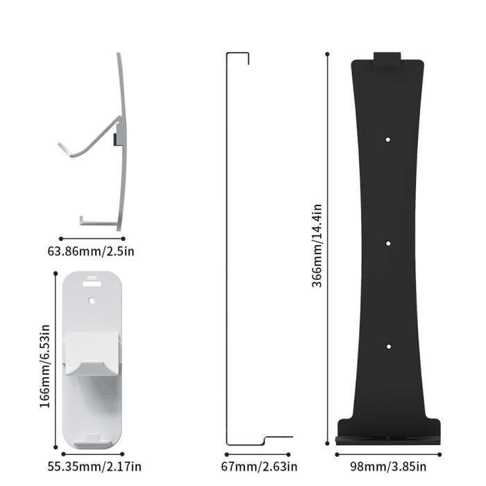 For PS5 Slim JYS-P5193 Console Wall Mount Hanging Storage Rack With Headphone Grip Organizer(Black)