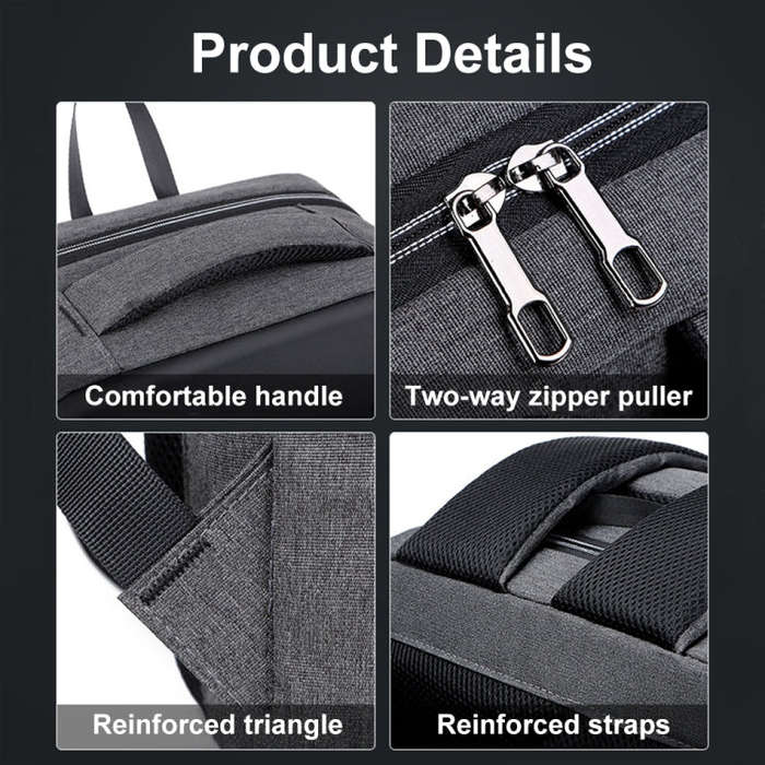16 inch Large Capacity Password Lock Anti-Theft Laptop Backpack With USB Port(Black)