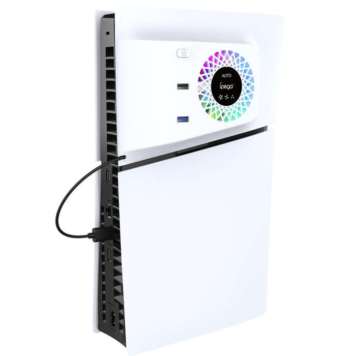 For PS5 Slim ipega PG-P5S019 Temperature Control Cooling Fan Face Cover Cooler + USB HUB with RGB...