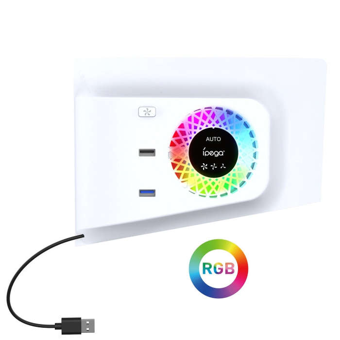 For PS5 Slim ipega PG-P5S019 Temperature Control Cooling Fan Face Cover Cooler + USB HUB with RGB...