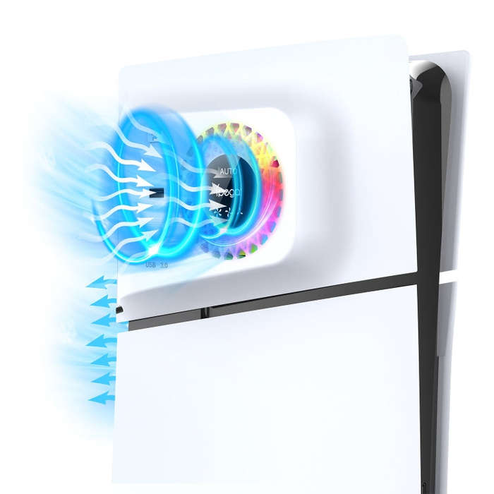 For PS5 Slim ipega PG-P5S019 Temperature Control Cooling Fan Face Cover Cooler + USB HUB with RGB...