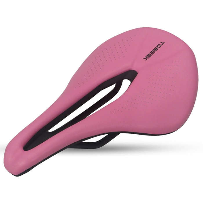 TOSEEK Bicycle Wide Seat Cushion Shock Absorption Comfortable Saddle, Color: Pink