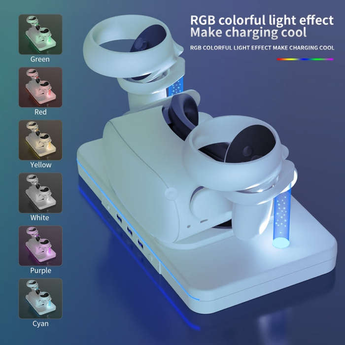 For Quest 2 Desktop Bracket VR Glasses Wireless Charger Colorful Light Emitting Base(White)