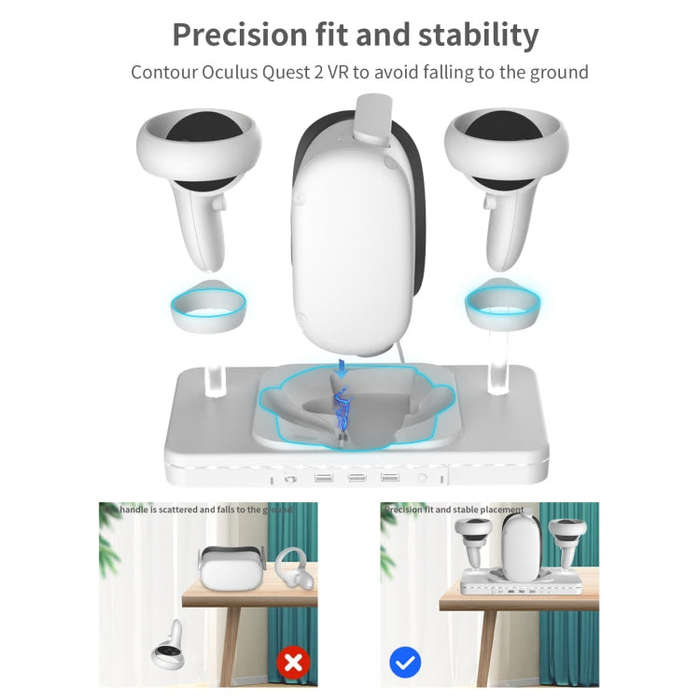For Quest 2 Desktop Bracket VR Glasses Wireless Charger Colorful Light Emitting Base(White)